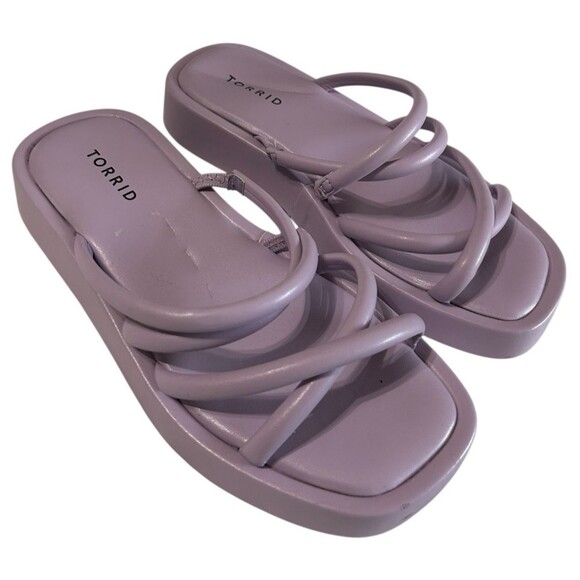 Torrid Sandals Women's 7WW Wide Purple Strappy Platform Slide Slip On Cross - Picture 4 of 12